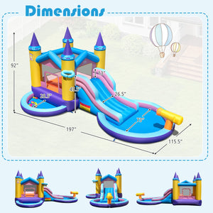 6-in-1 Inflatable Kids Water Park with 678W Blower
