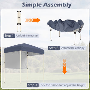 6 x 4 FT Pop-Up Canopy Tent with 1 Half Sidewall Easy Setup Folding Outdoor Sun Shelter