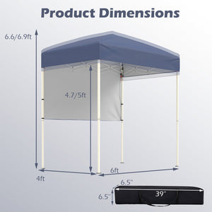 6 x 4 FT Pop-Up Canopy Tent with 1 Half Sidewall Easy Setup Folding Outdoor Sun Shelter