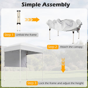 6 x 4 FT Pop-Up Canopy Tent with 1 Half Sidewall Easy Setup Folding Outdoor Sun Shelter