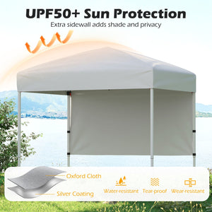 6 x 4 FT Pop-Up Canopy Tent with 1 Half Sidewall Easy Setup Folding Outdoor Sun Shelter