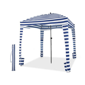 6 x 6 Feet Foldable Beach Cabana Tent with Carrying Bag and Detachable Sidewall