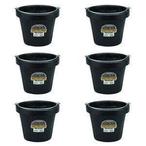 Little Giant 12 qt Flexible All-Purpose Rubber Bucket w/ Steel Handle (6 Pack)