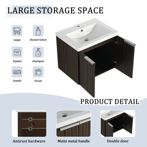24 Inch Bathroom Cabinet With Resin Sink