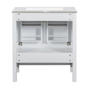 Bathroom Vanity With Single Sink, Combo Cabinet Undermount Sink, Bathroom Storage Cabinet With Two Doors And A Drawer, Soft Closing, Multifunctional Storage, Solid Wood Frame
