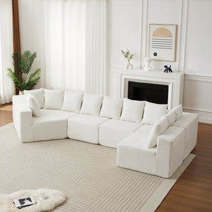 151.6-Inch Extra-Large L-Shaped Chenille Sectional Sofa