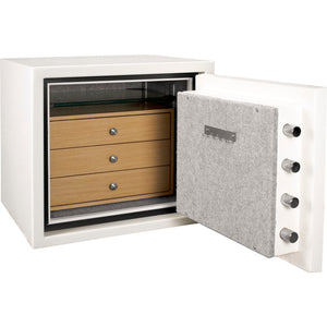 Keypad Fireproof Jewelry Safe with Suede-Lined Storage - White