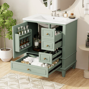 Freestanding Bathroom Vanity With Sink, Soft Close Door, 3 Drawers