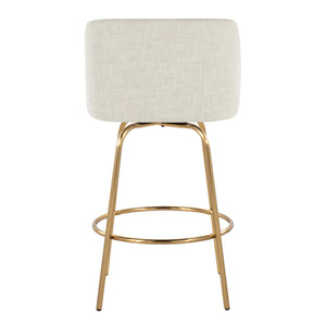 Toriano - Contemporary, Fixed Height Counter Stool With Swivel With Round Footrest (Set of 2)