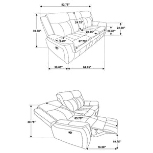 Franklin - Upholstered Padded Arm Reclining Sofa With Manual Recline - Charcoal