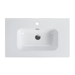 Glossy White Ceramic Integrated Basin