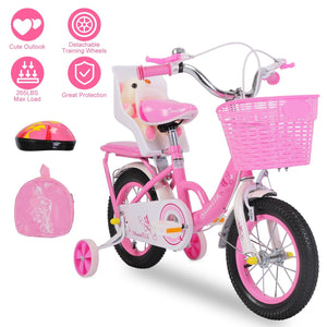 16in Carbon Steel Kid Bike with Backpack Streamers Helmet Detachable Training Wheels