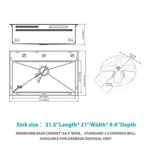 Drop In Waterfall Kitchen Sink With Pull-Out Faucet & Cup Washer
