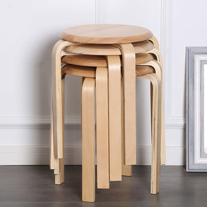 Stackable Bentwood Stool Set of 4, 18" Round Backless Nesting Stools