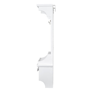Floating Makeup Vanity With Big Mirror, Wall Mounted Storage Vanity With Drawers, Pockets & Hooks, Space Saving Decorative Home Organizer - White
