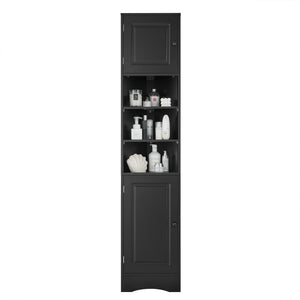 Multi-Functional Corner Cabinet Tall Bathroom Storage Cabinet with Two Doors and Adjustable Shelves, Open Shelf
