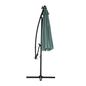 10ft Solar LED Offset Hanging Patio Umbrella (Light Green)
