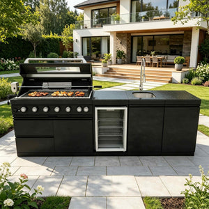 101-Inch 4-Burner Deluxe Stainless Steel Gas Outdoor Kitchen Barbecue Island Grill