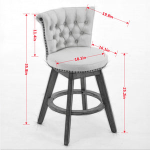 26" Counter Height Bar Stools Set of 2 with 360° Swivel and Velvet Upholstery