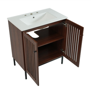 30" Vintage Bathroom Vanity With Ceramic Sink