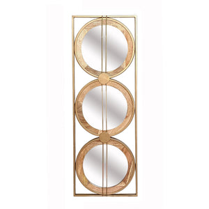 3 Mirror Piece Wall Mirror InRectangular Frame, Home Wall Decor For Bedroom Living Room - Brown