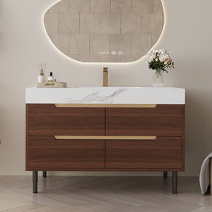 35.4" Farmhouse Free-standing Sintered Stone Bathroom Vanity with Undermount Sink