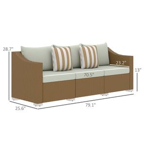 Rattan Wicker Seater Patio Couch with Cushions and Throw Pillows