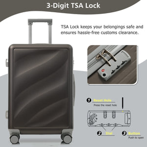 Luggage Set 3 Piece Lightweight Durable ABS Suitcases with TSA Lock