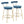 Rhonda Glam Counter Stool in Gold Metal and Blue Velvet - Set of 2