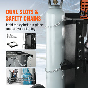 Welding Cart, 2-Tier Heavy Duty Welder Cart with Lockable Cabinet