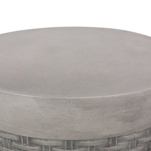 Outdoor Lightweight End Table Round Concrete - Natural