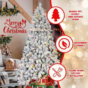 5FT Flocked Christmas Tree with 300 Colorful UL Lights