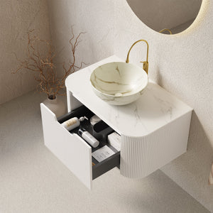 DINA 30" Bathroom Vanity & Sink with Floating Curved Edges