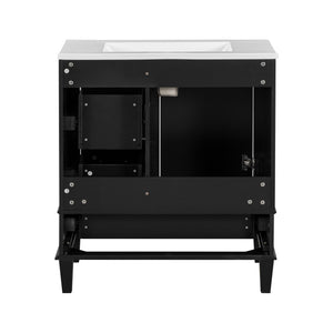 Bathroom Vanity & Tall Storage Cabinet Set With Doors, Adjustable Shelves, Soft Close Hinges, Sink