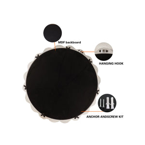 White Scalloped Round Wall Mirror