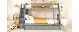 Bunk Bed With Drawers, Ladder And Storage Staircase