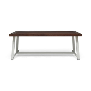 Equilibrium Outdoor Dining Table with Wooden Frame and Slat Top
