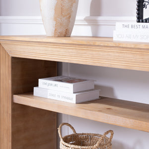 Rustic Solid Wood Console Table with Storage Shelf