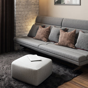 Nate Square Pouf Patterned Grey Melange