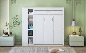 Murphy Wall Bed With Shelves, Wardrobe And LED Lights
