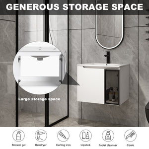 24" Wall-Mounted Bathroom Vanity With Ceramic Sink
