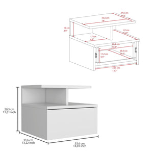 Flopini Floating Nightstand With 1 Drawer - Compact Size, White