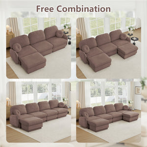 137" Oversize Chenille U-Shaped Sofa