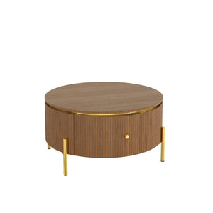 Modern Round Coffee Table with 2 Large Drawers Storage Accent Table
