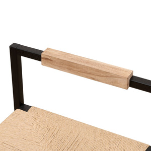 Stylish (Set of 2) Bar Stools With Backrest And Paper Rope Woven Seat, Counter Height Dining Chairs For Kitchen - Natural