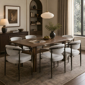 7 Pieces Modern Oval Dining Set, Rustic Farmhouse Solid Wood Kitchen Table Set for 6