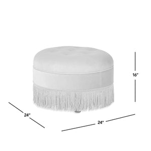 Yolanda 24" Round Upholstered Accent Ottoman - Deep Brown Velvet