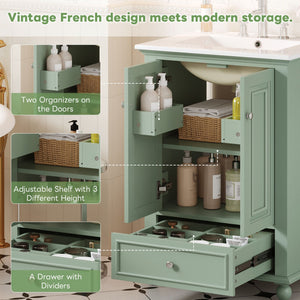 Modern Bathroom Vanity With Sink, Cabinet With Drawer And Dividers, Rectangular Storage Unit