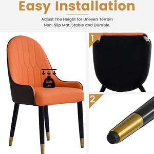 Modern Sponge-Filled Dining Chair, Solid Wood Metal Legs, Suitable For Restaurants, Living Rooms And Rooms (Set of 2)