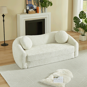 86-Inch Curved Convertible Sofa Recliner